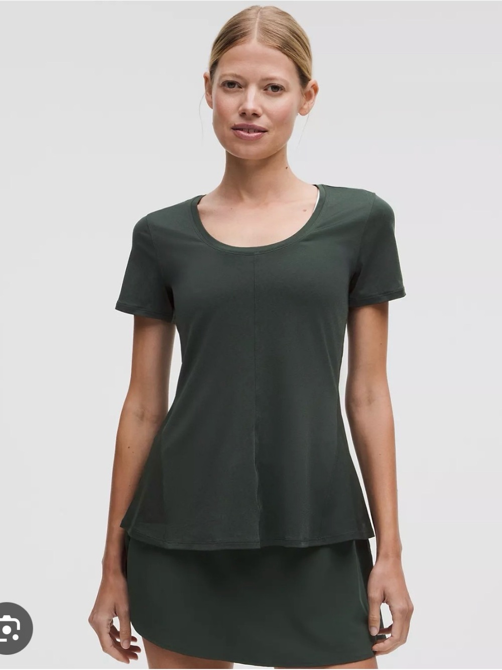 Lululemon Women's Dark Green Scoop Neck Tee Lightweight Flowy Sz XL